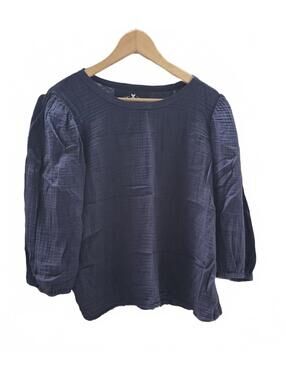 Velvet by Graham and Spencer Boxy Royal Blue Top With Princess Shoulders  Lg